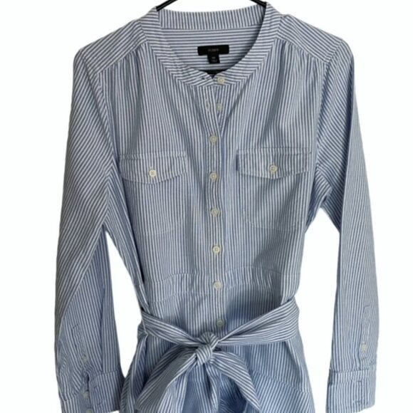J. Crew Oxford Cotton A Line Shirtdress 10 - Picture 4 of 5